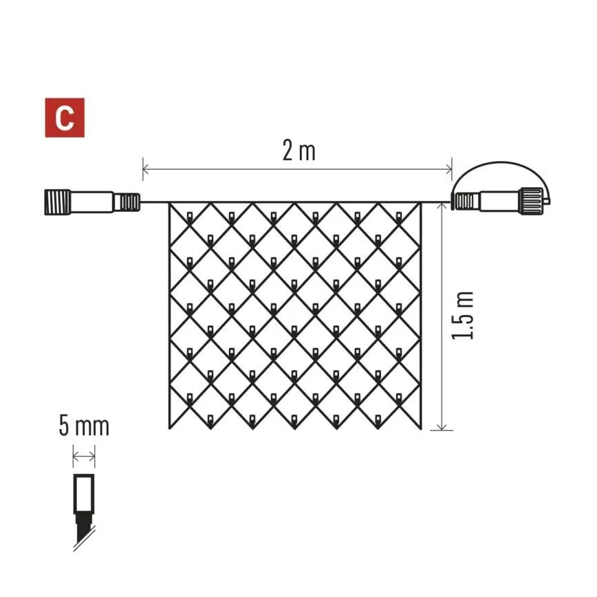 LED Екстериорни Коледни лампички 160xLED/2x1,5m IP44 студено бял