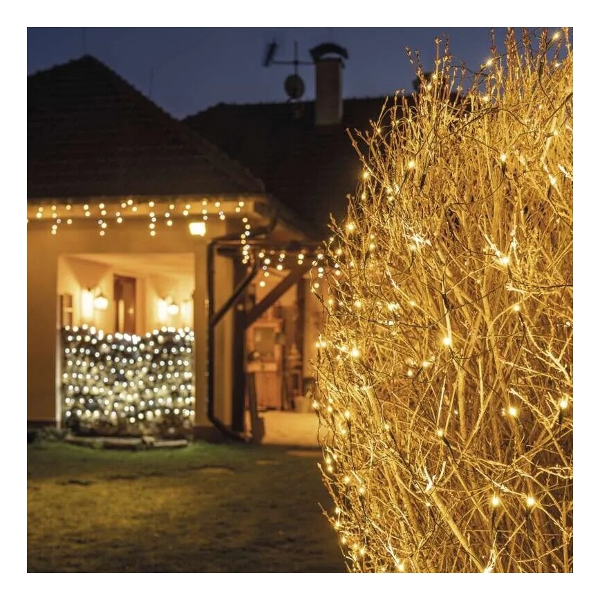 LED Екстериорни Коледни лампички 160xLED/2x1,5m IP44 топло бял