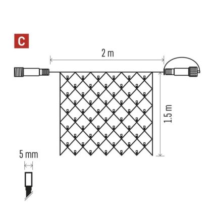 LED Екстериорни Коледни лампички 160xLED/2x1,5m IP44 топло бял