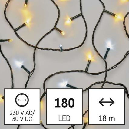 LED Екстериорни Коледни лампички 180xLED/2 функции 23м IP44 топло/студено бяло