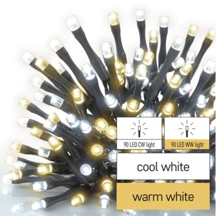 LED Екстериорни Коледни лампички 180xLED/23м IP44 топло/студено бяло