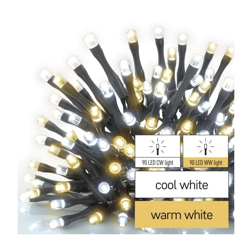 LED Екстериорни Коледни лампички 180xLED/23м IP44 топло/студено бяло