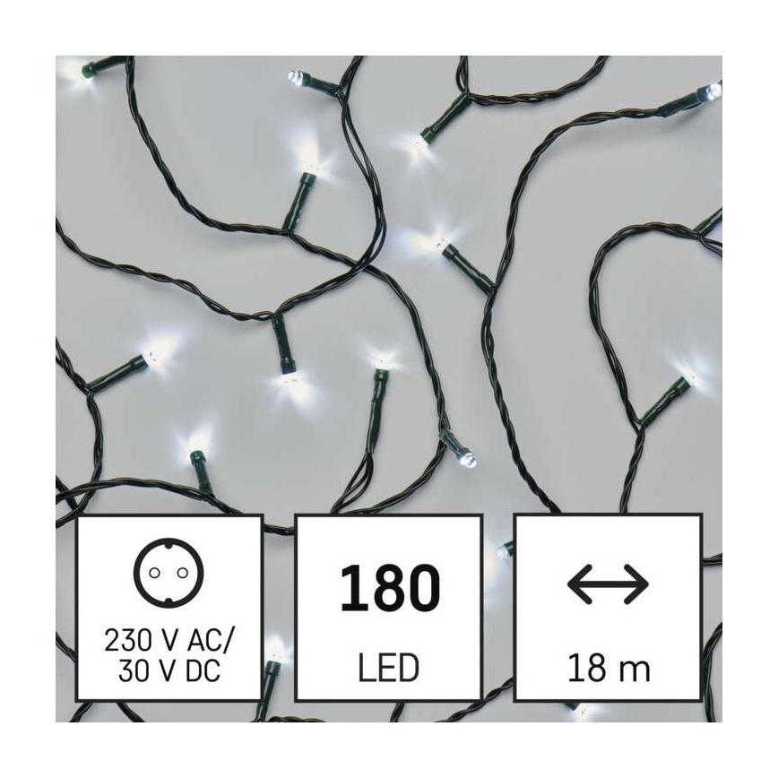 LED Екстериорни Коледни лампички 180xLED/8 режима 23м IP44 студен бял