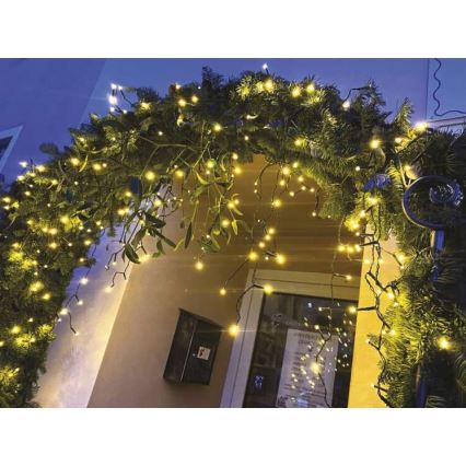 LED Екстериорни Коледни лампички 200xLED/8 режима 8,6м IP44 топло бели