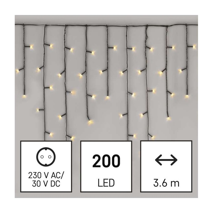 LED Екстериорни Коледни лампички 200xLED/8 режима 8,6м IP44 топло бели