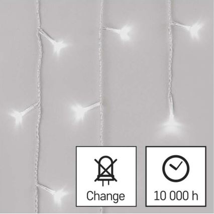 LED Екстериорни Коледни лампички 300xLED/8 режима 10м IP44 студено бяло + дистанционно
