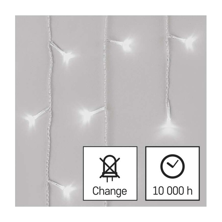 LED Екстериорни Коледни лампички 300xLED/8 режима 10м IP44 студено бяло + дистанционно