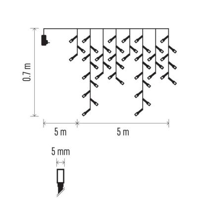 LED Екстериорни Коледни лампички 300xLED/8 режима 10м IP44 студено бяло + дистанционно