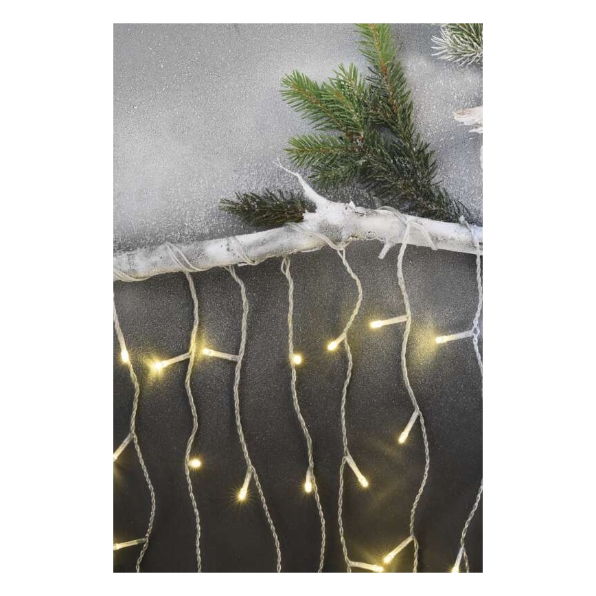 LED Екстериорни Коледни лампички 300xLED/8 режима 10м IP44 топло бели + дистанционно