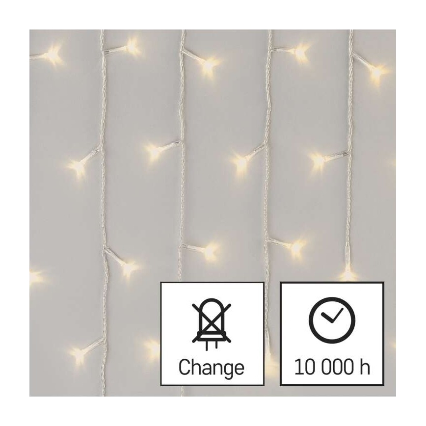 LED Екстериорни Коледни лампички 300xLED/8 режима 10м IP44 топло бели + дистанционно
