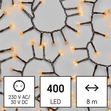 LED Екстериорни Коледни лампички 400xLED/13м IP44 винтидж
