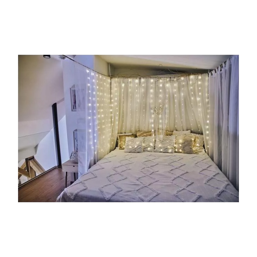 LED Екстериорни Коледни лампички 400xLED/8 функции 7,9 м IP44 топло бели