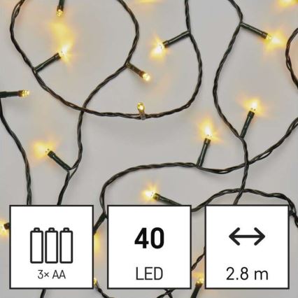 LED Екстериорни Коледни лампички 40xLED/3,3м IP44 топло бели
