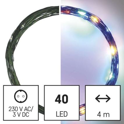 LED Екстериорни Коледни лампички 40xLED/9м IP44 многоцветни