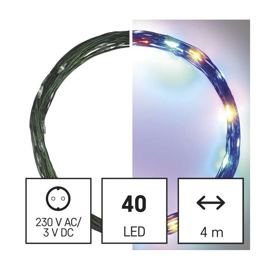 LED Екстериорни Коледни лампички 40xLED/9м IP44 многоцветни