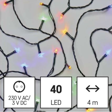 LED Екстериорни Коледни лампички 40xLED/9м IP44 многоцветни