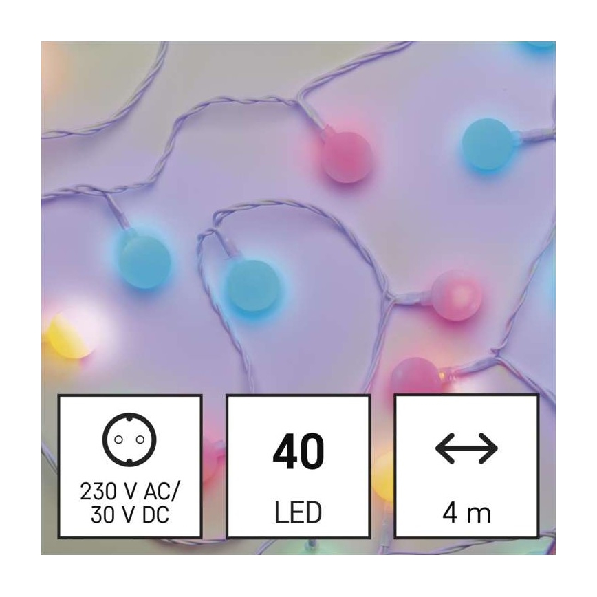 LED Екстериорни Коледни лампички 40xLED/9м IP44 многоцветни