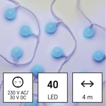 LED Екстериорни Коледни лампички 40xLED/9м IP44 сини