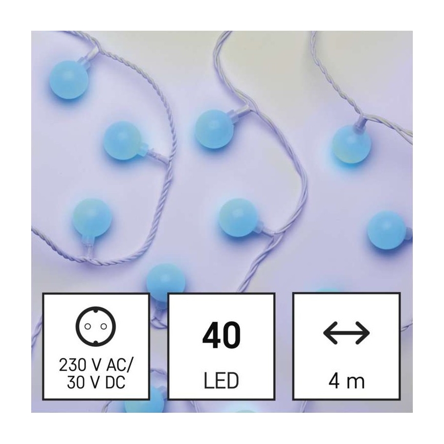 LED Екстериорни Коледни лампички 40xLED/9м IP44 сини
