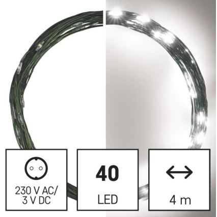 LED Екстериорни Коледни лампички 40xLED/9м IP44 студено бяло