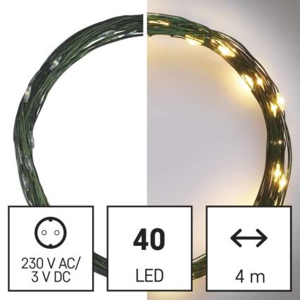 LED Екстериорни Коледни лампички 40xLED/9м IP44 топло бяло