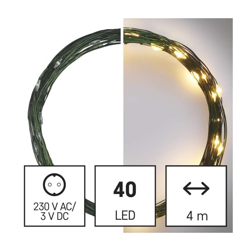 LED Екстериорни Коледни лампички 40xLED/9м IP44 топло бяло