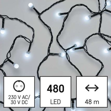 LED Екстериорни Коледни лампички 480xLED/53м IP44 студено бели