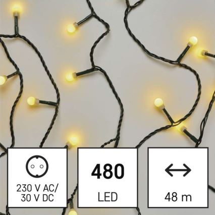 LED Екстериорни Коледни лампички 480xLED/53м IP44 топло бели