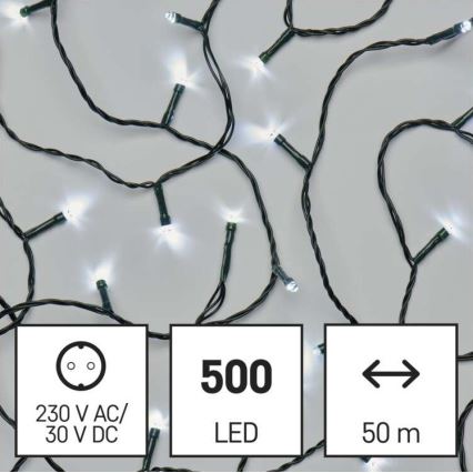 LED Екстериорни Коледни лампички 500xLED/55м IP44 студено бяло