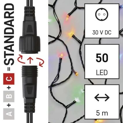 LED Екстериорни Коледни лампички 50xLED/5m IP44 многоцветен