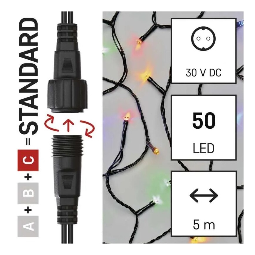 LED Екстериорни Коледни лампички 50xLED/5m IP44 многоцветен