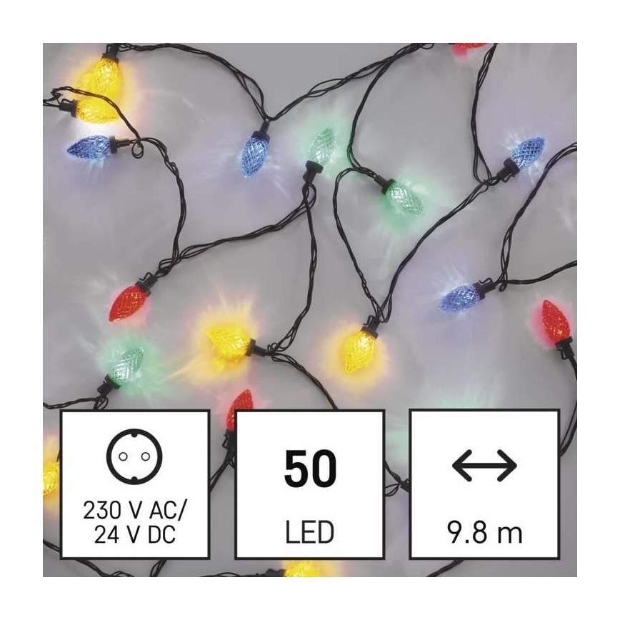 LED Екстериорни Коледни лампички 50xLED/8 режима 14,8м IP44 многоцветни