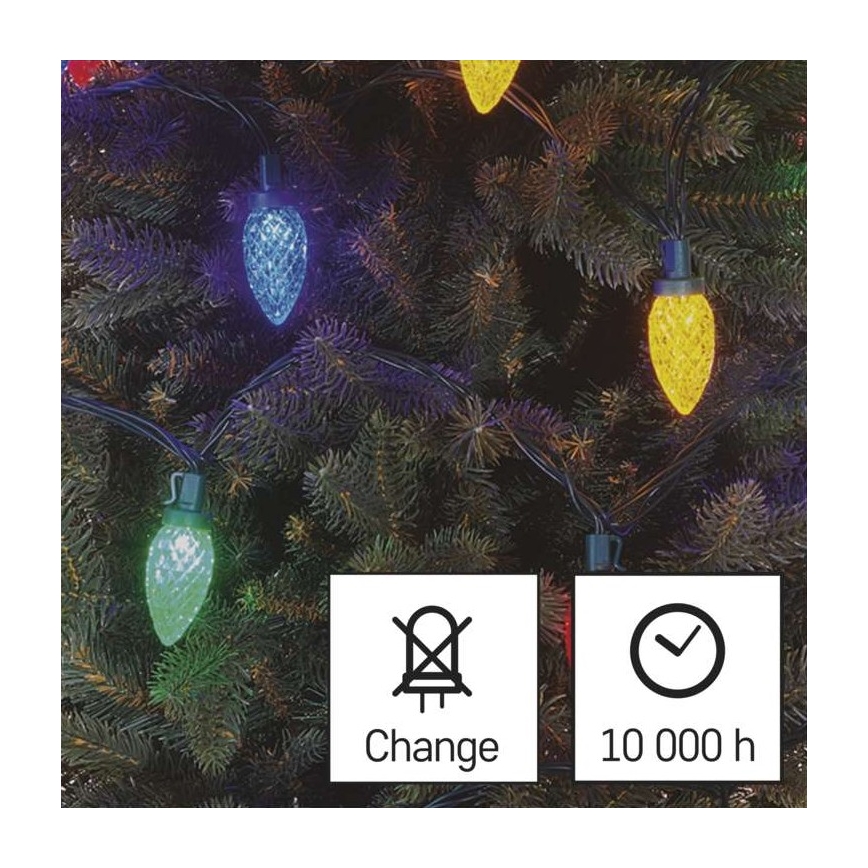 LED Екстериорни Коледни лампички 50xLED/8 режима 14,8м IP44 многоцветни