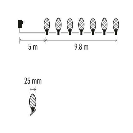 LED Екстериорни Коледни лампички 50xLED/8 режима 14,8м IP44 многоцветни