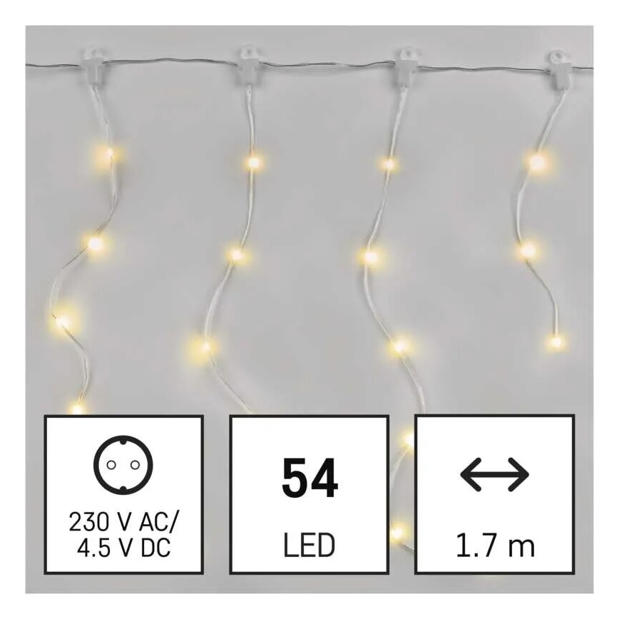 LED Екстериорни Коледни лампички 54xLED/8 функции 6,7x0,7m IP44 топло бял