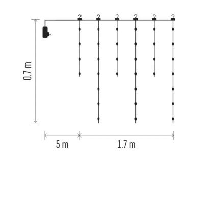 LED Екстериорни Коледни лампички 54xLED/8 функции 6,7x0,7m IP44 топло бял