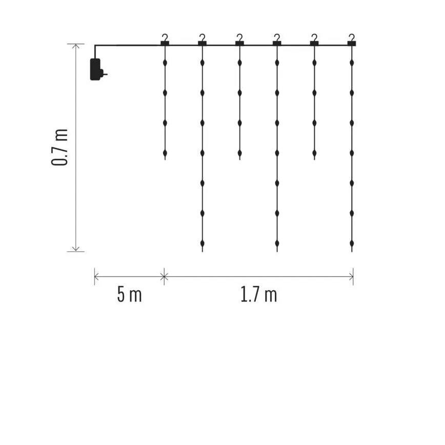 LED Екстериорни Коледни лампички 54xLED/8 функции 6,7x0,7m IP44 топло бял