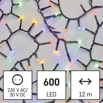 LED Екстериорни Коледни лампички 600xLED/17м IP44 многоцветни