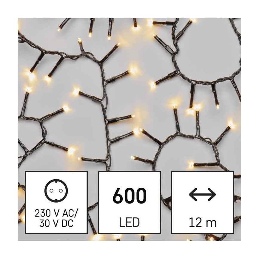 LED Екстериорни Коледни лампички 600xLED/17м IP44 топло бяло