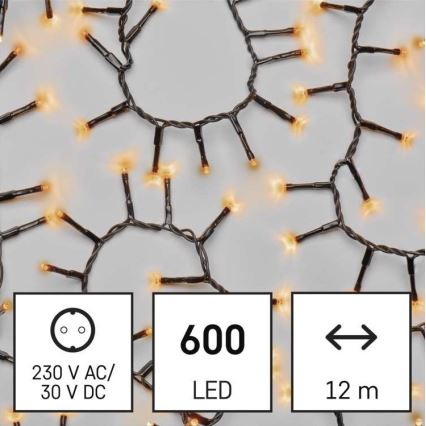 LED Екстериорни Коледни лампички 600xLED/17м IP44 винтидж