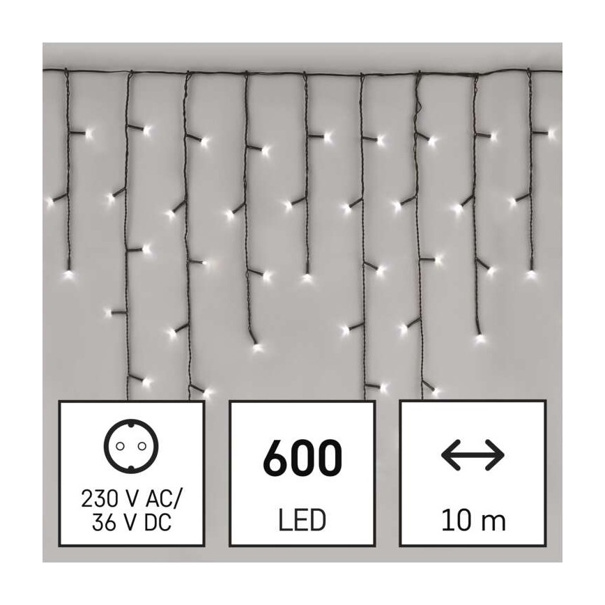 LED Екстериорни Коледни лампички 600xLED/8 режима 15м IP44 студено бели