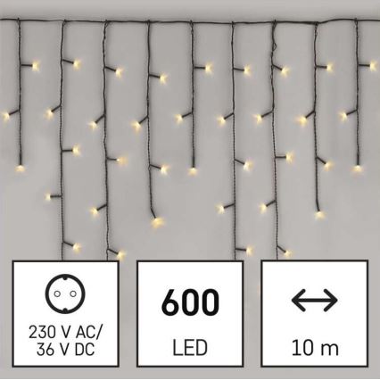 LED Екстериорни Коледни лампички 600xLED/8 режима 15м IP44 топло бели