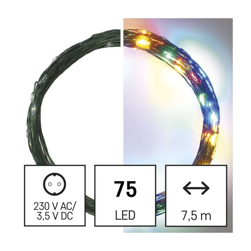 LED Екстериорни Коледни лампички 75xLED/12,5м IP44 многоцветни