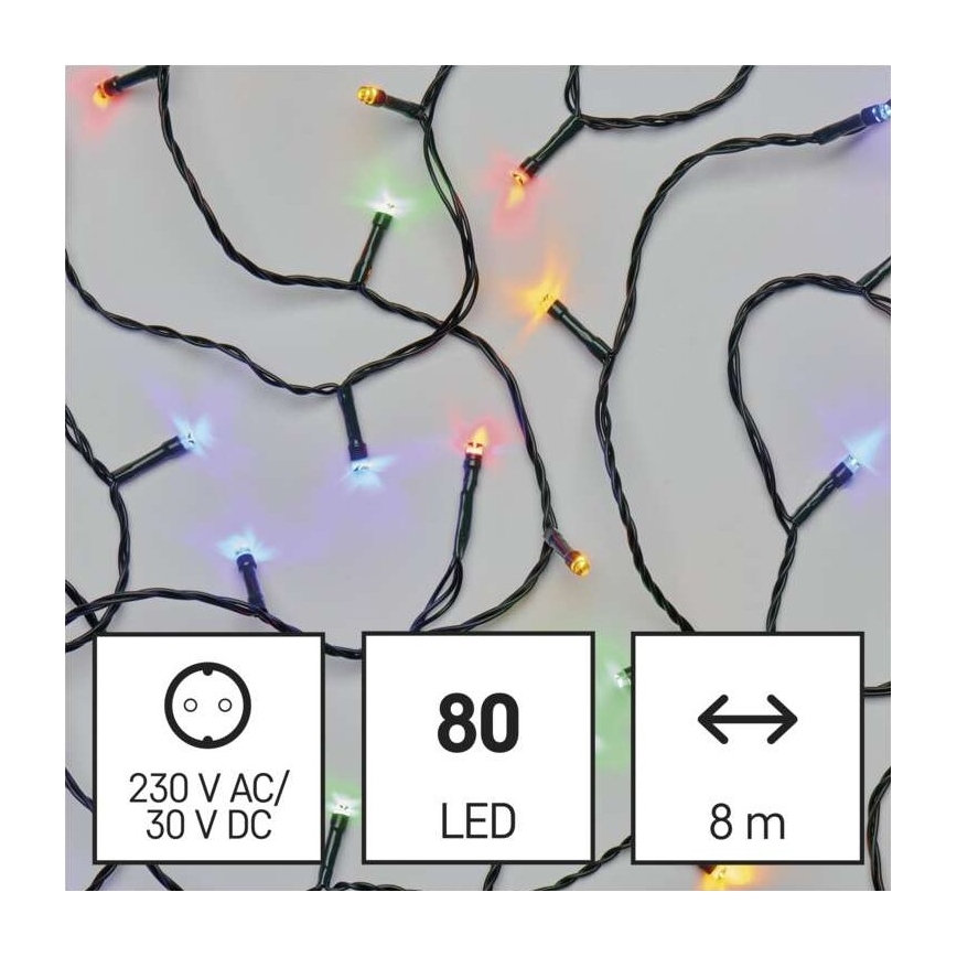LED Екстериорни Коледни лампички 80xLED/13м IP44 многоцветни