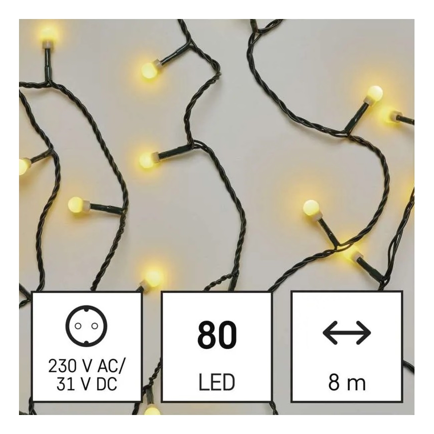 LED Екстериорни Коледни лампички 80xLED/13м IP44 топло бели