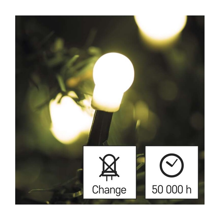 LED Екстериорни Коледни лампички 80xLED/13м IP44 топло бели