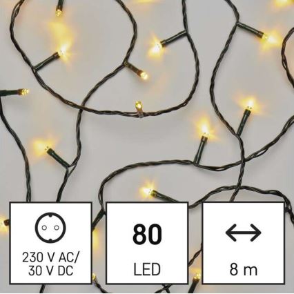 LED Екстериорни Коледни лампички 80xLED/13м IP44 топло бяло