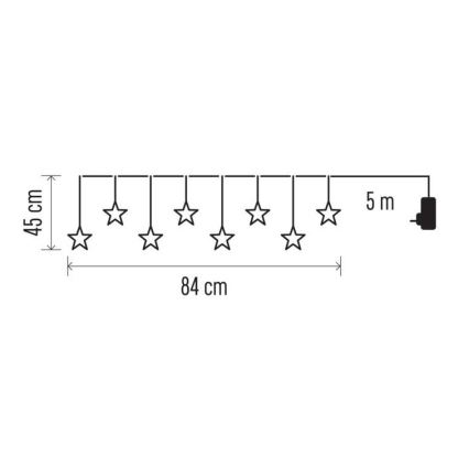 LED Екстериорни Коледни лампички 8xLED/5,84м IP44 звезди