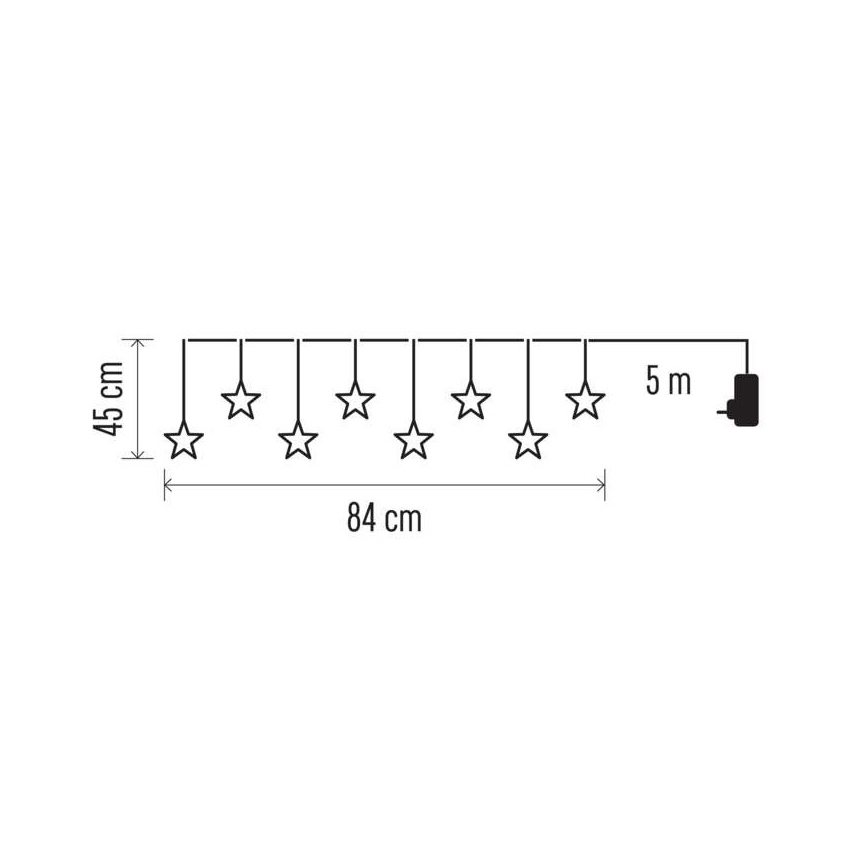 LED Екстериорни Коледни лампички 8xLED/5,84м IP44 звезди