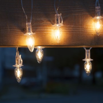 LED Екстериорни Коледни лампички CONE FILAMENT 20xE10 19 м прозрачен/топло бял IP44, Произведено в ЕС